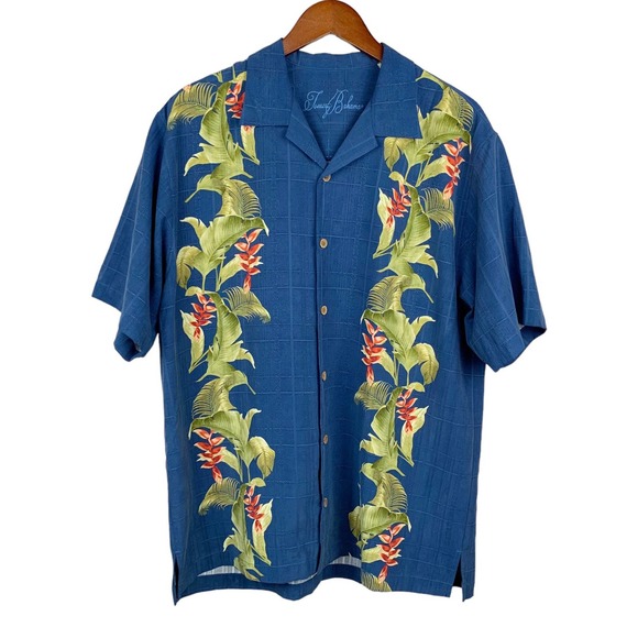 Tommy Bahama Other - Tommy Bahama Blue Floral Silk Button Front Short Sleeve Shirt Men’s L
